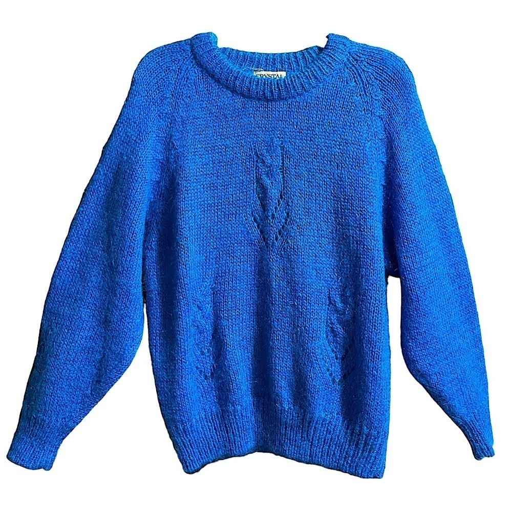 Crystal Sportswear Vintage Mohair Blend Knitted Crewneck Sweater Size Medium